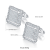 Square grid S925 silver ear nail with thread Moissanite grade D 0.77CT 1